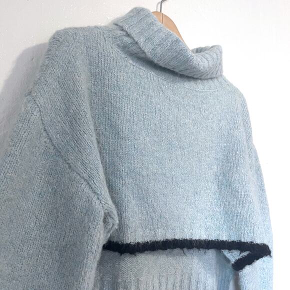 SANDY LIANG Alpaca Wool Blend Cropped Turtleneck Sweater in Blue Size 2 - Picture 4 of 13